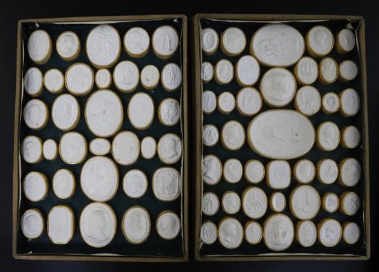 A collection of 19th century Italian plaster cameos, 18 x 25.5cm